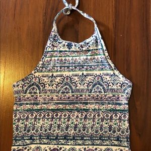 Patterned Halter Crop Top